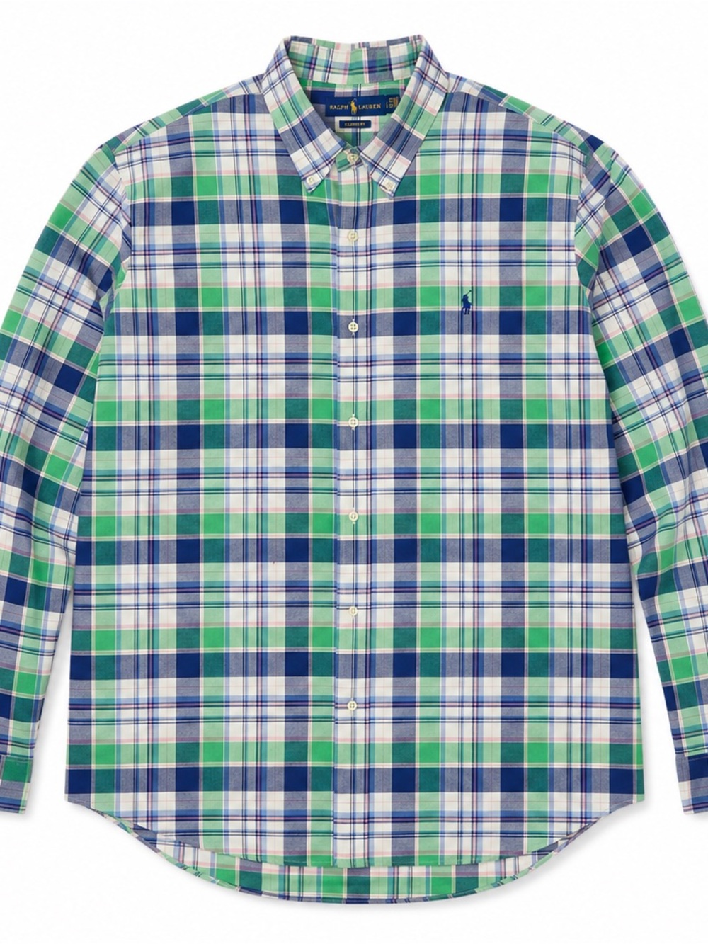 Ralph Lauren Classic Fit Blue, Green, Pink, White Plaid Button-Down Shirt, XXL